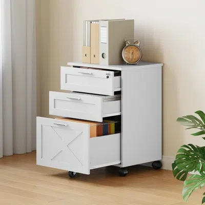 Idealhouse Secure 3-drawer Wood File Cabinet With Lock – Mobile Under Desk Filing Cabinet, Fits Letter/legal/a4 In White