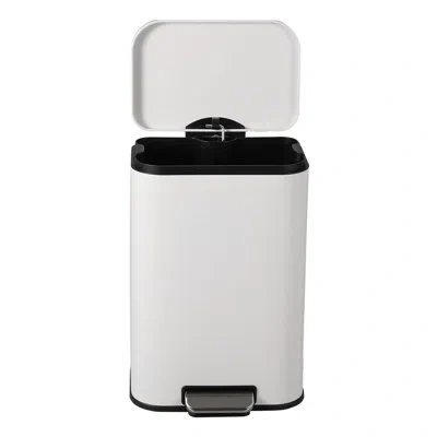 Idealhouse Stainless Steel Step Trash Can With Soft-close Lid And Removable Inner Bucket, Durable And Stylish F In White