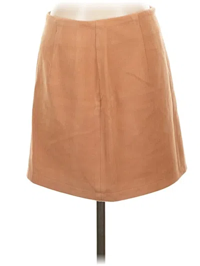 Pre-owned Idealsanxun Faux Leather Skirt In Tan