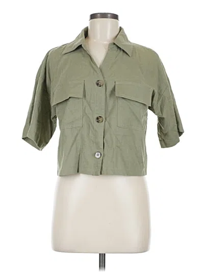 Pre-owned Idem Ditto 3/4 Sleeve Button Down Shirt In Green