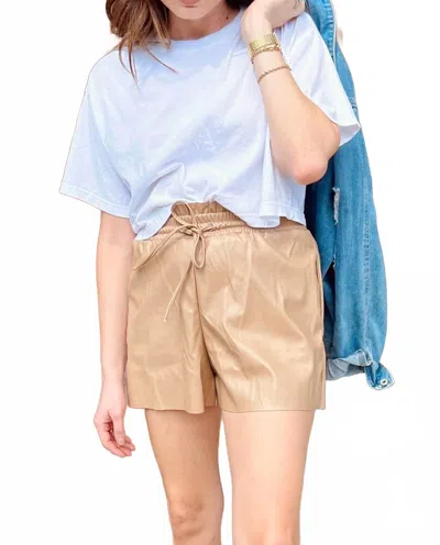 Idem Ditto A Latte Love Faux Leather Shorts In Beige In Purple