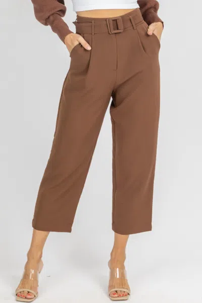 Idem Ditto Belted Straight Leg Trousers In Mocha In Multi