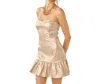 Idem Ditto Bodycon Ruffled Bottom Mini Dress In Champagne Gold In Multi