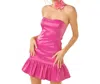 Idem Ditto Bodycon Ruffled Bottom Mini Dress In Magenta Pink In Multi