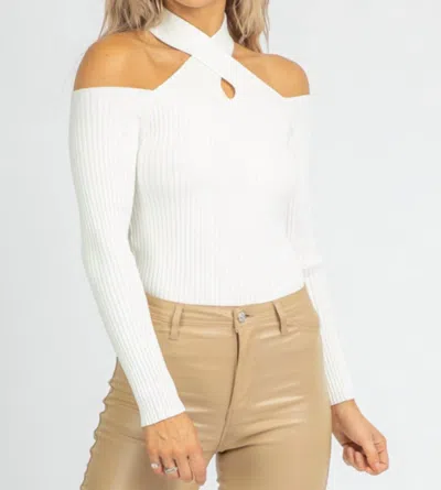 Idem Ditto Cross-neck Ribbed Knit In Cream In Multi