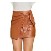 Idem Ditto Crossover Tie Front Mini Skirt Skort In Camel In Brown