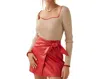 Idem Ditto Vegan Leather Crossover Tie Mini Skirt In Red In Red