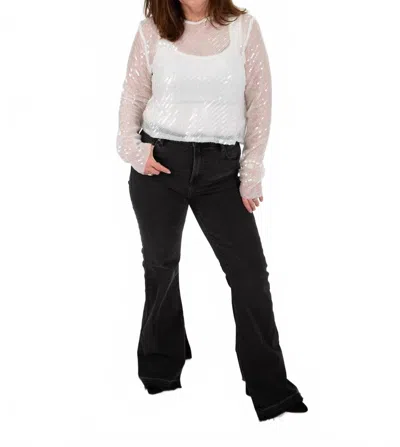 Idem Ditto Diagonal Sequin Crop Top In White