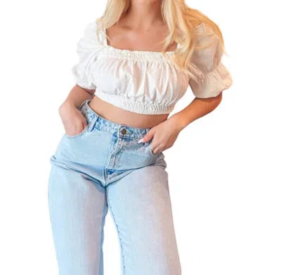 Idem Ditto Doja Puff Sleeve Crop Top In White