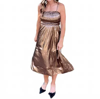 Idem Ditto Eleanor Midi Dress In Bronze Metallic In Burgundy