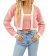Idem Ditto Elegant Wool Blend Fuzzy Tube And Cardigan Set In Coral Lily In Pink