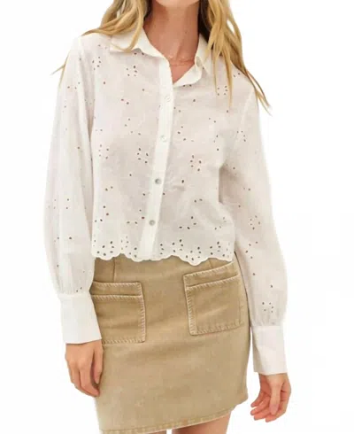 Idem Ditto Embroidered Cotton Eyelet Button Down Shirt In Off White In Neutral