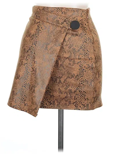 Pre-owned Idem Ditto Faux Leather Skirt In Brown