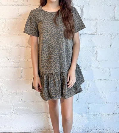 Idem Ditto Leopard Drop Waist Dress In Brown/black