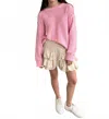Idem Ditto Lily Ruffle Tiered Mini Skirt In Natural/pink In Pink