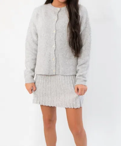 Idem Ditto Livia Button Up Sweater Skirt Set In Grey In Gray