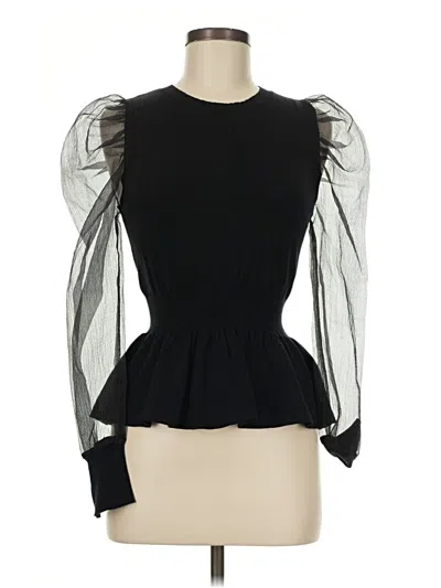 Pre-owned Idem Ditto Long Sleeve Top Black Mock Neckline Tops