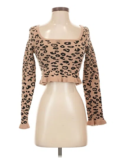 Pre-owned Idem Ditto Long Sleeve Top Tan Sweetheart Neckline Tops