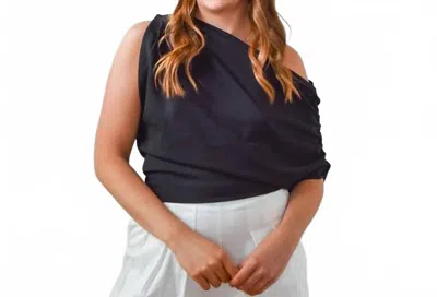 Idem Ditto One Shoulder Top In Black In Blue