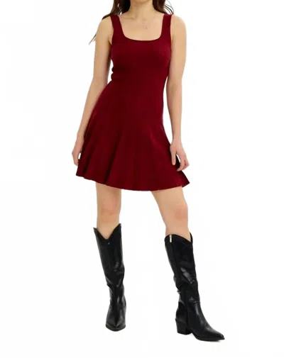 Idem Ditto Pleated Sweater Mini Dress In Wine In Red