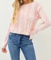 Idem Ditto Ruffled Crop Sweater In Ice Pink
