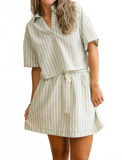 Idem Ditto Seaside Mini Skirt In Green Cream Stripes In Multi