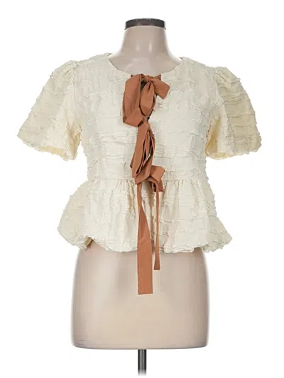 Pre-owned Idem Ditto Short Sleeve Blouse In Ivory
