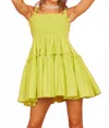 Idem Ditto Sleeveless Tiered Mini Dress In Lime In Yellow