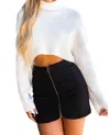 IDEM DITTO SWITCHING SIDES TURTLENECK CROP SWEATER IN CREAM
