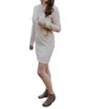 Idem Ditto Tie Long Sleeve Ribbed Mini Dress In Cream In Gray