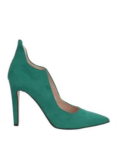 Identità Woman Pumps Emerald Green Size 8 Textile Fibers