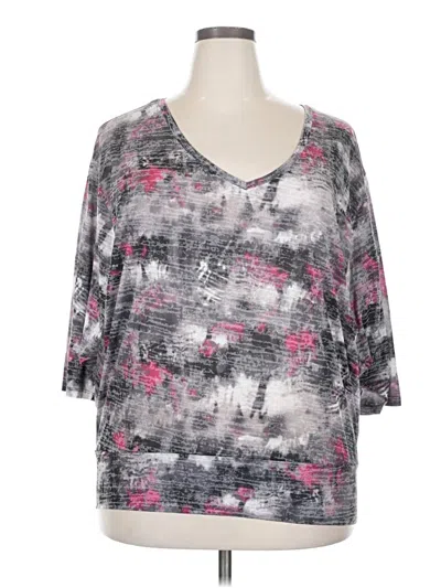 Pre-owned Ideology 3/4 Sleeve Top Gray V Neck Tops