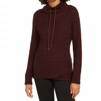 Ideology Activewear Cowl Neck Tulip Hem Top In Port Royale Heather In Brown