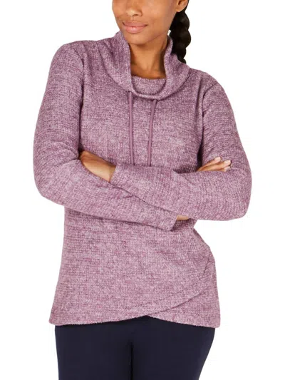 Ideology Activewear Cowl Neck Tulip Hem Top In Winter Bloom In Pink