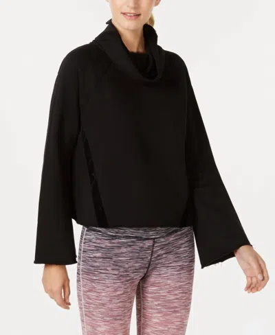 Ideology Activewear Cowl Neck Velour Trim Top In Classic Black In Multi