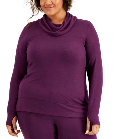 Ideology Activewear Cowlneck Knit Top In Winter Bloom In Animal Print