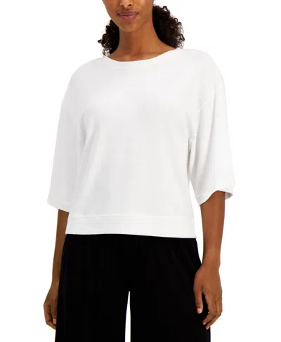 Ideology Activewear Cropped Elbow-sleeve Top In White Heather