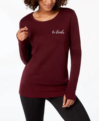 Ideology Activewear Graphic Strappy Back Sweatshirt In Vintage Wine In Red