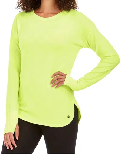 Ideology Activewear Heathered Long Sleeve Top In Barbell In Yellow