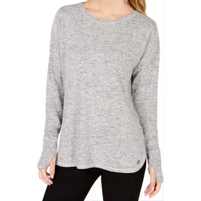 Ideology Activewear Heathered Long Sleeve Top In Gray Whisper