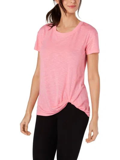 Ideology Activewear Knot Front T-shirt In Peach Kiss In Pink