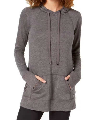 Ideology Activewear Lace Up Sides Hoodie In Charcoal Heather In Gray