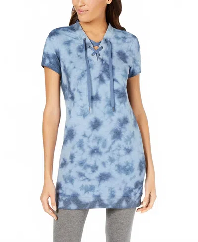 Ideology Activewear Lace Up Tunic In Td Indigo Sea In Blue