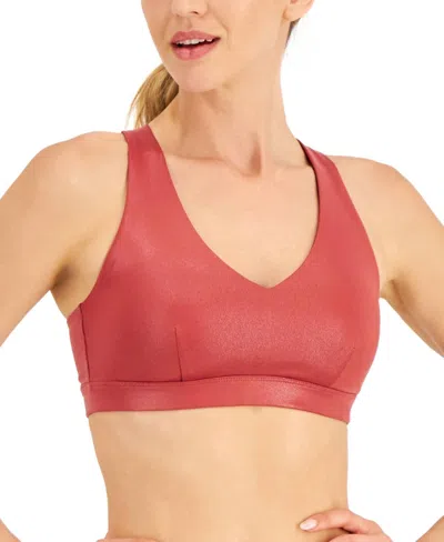 Ideology Activewear Metallic Strappy Bra In Rosetta In Pink