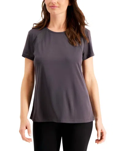 Ideology Activewear Perforated Crewneck T-shirt In Deep Charcoal In Gray
