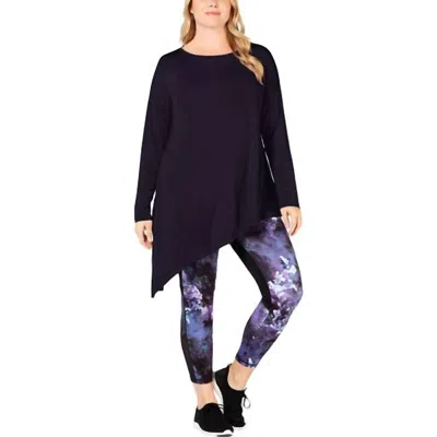 Ideology Activewear Plus Size Asymmetrical Long Sleeves Top In Midnight Purple In Blue