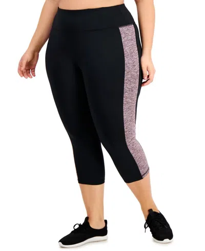 Ideology Activewear Plus Size Colorblock Capri Leggings In Noir Winter Black