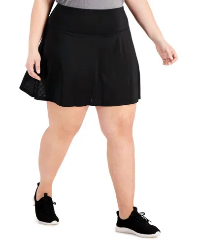 Ideology Activewear Plus Size Perforated Skort In Deep Black