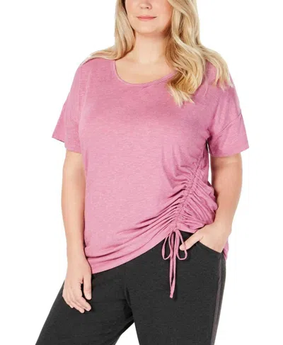 Ideology Activewear Plus Size Side Tie Top In Red Violet In Pink