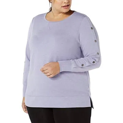 Ideology Activewear Plus Size Snap Sleeve Top In Tranquility In White